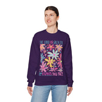 The Lord Is Greater Than The Giants You Face – Gildan Heavy Blend | Trendy Women’s Soft Sweatshirt. Direct to Garment. Printed & Shipped in the USA. Unisex Sizes.