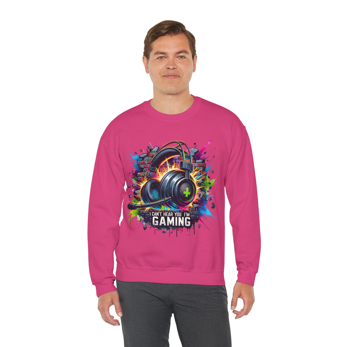 Gaming Headset I Can't Hear You, I'm Gaming – Gildan Heavy Blend | Trendy Women’s and Men's Soft Sweatshirt. Direct to Garment. Printed & Shipped in the USA. Unisex Sizes.