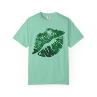 Green Faux Glitter Kiss - Comfort Colors | Trendy Women's T-Shirt. Direct to Garment. Printed & Shipped in the USA. Unisex Sizes.