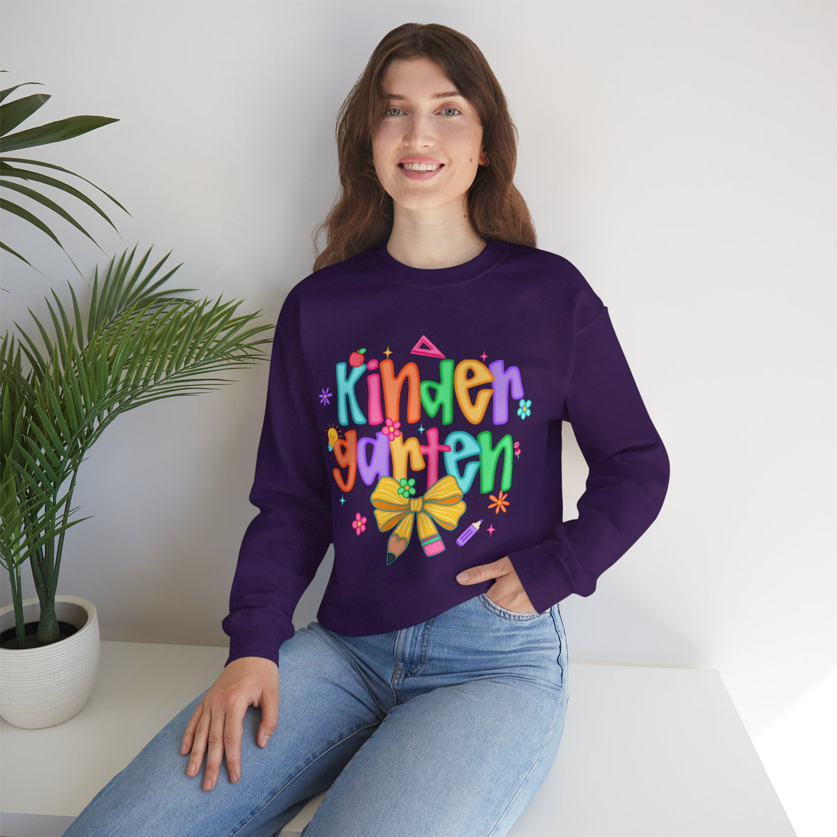 Coquette Kindergarten Pencil Bow – Gildan Heavy Blend | Trendy Women’s Soft Sweatshirt. Direct to Garment. Printed & Shipped in the USA. Unisex Sizes.