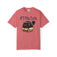 If I Fits I Sits, Cat in a Box - Comfort Colors | Trendy Women's and Men's T-Shirt. Direct to Garment. Printed & Shipped in the USA. Unisex Sizes.