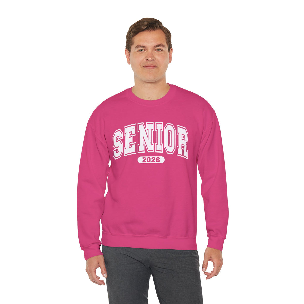 Senior 2026, Varsity – Gildan Heavy Blend | Trendy Women’s and Men's Soft Sweatshirt. Direct to Garment. Printed & Shipped in the USA. Unisex Sizes.
