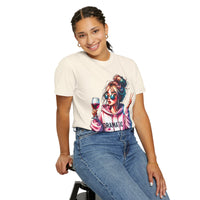 Dramatic Girl With Wine Messy Bun Peace Sign  - Comfort Colors | Trendy Women's T-Shirt. Direct to Garment. Printed & Shipped in the USA. Unisex Sizes.