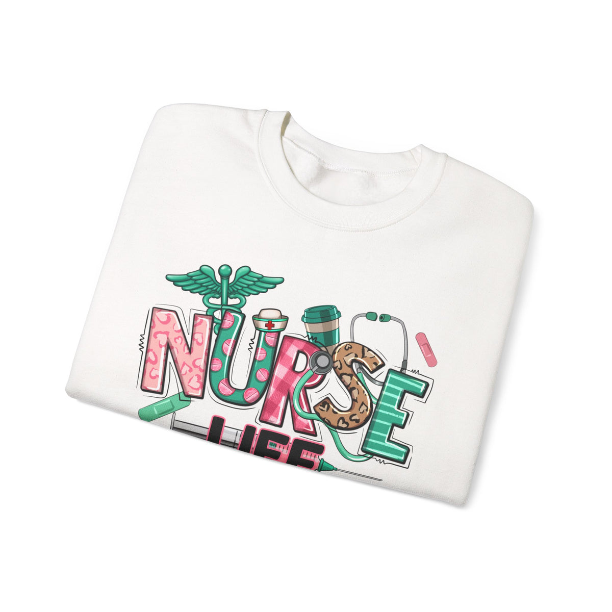 Nurse Life Cute Preppy Healthcare – Gildan Heavy Blend | Trendy Women’s Soft Sweatshirt. Direct to Garment. Printed & Shipped in the USA. Unisex Sizes.
