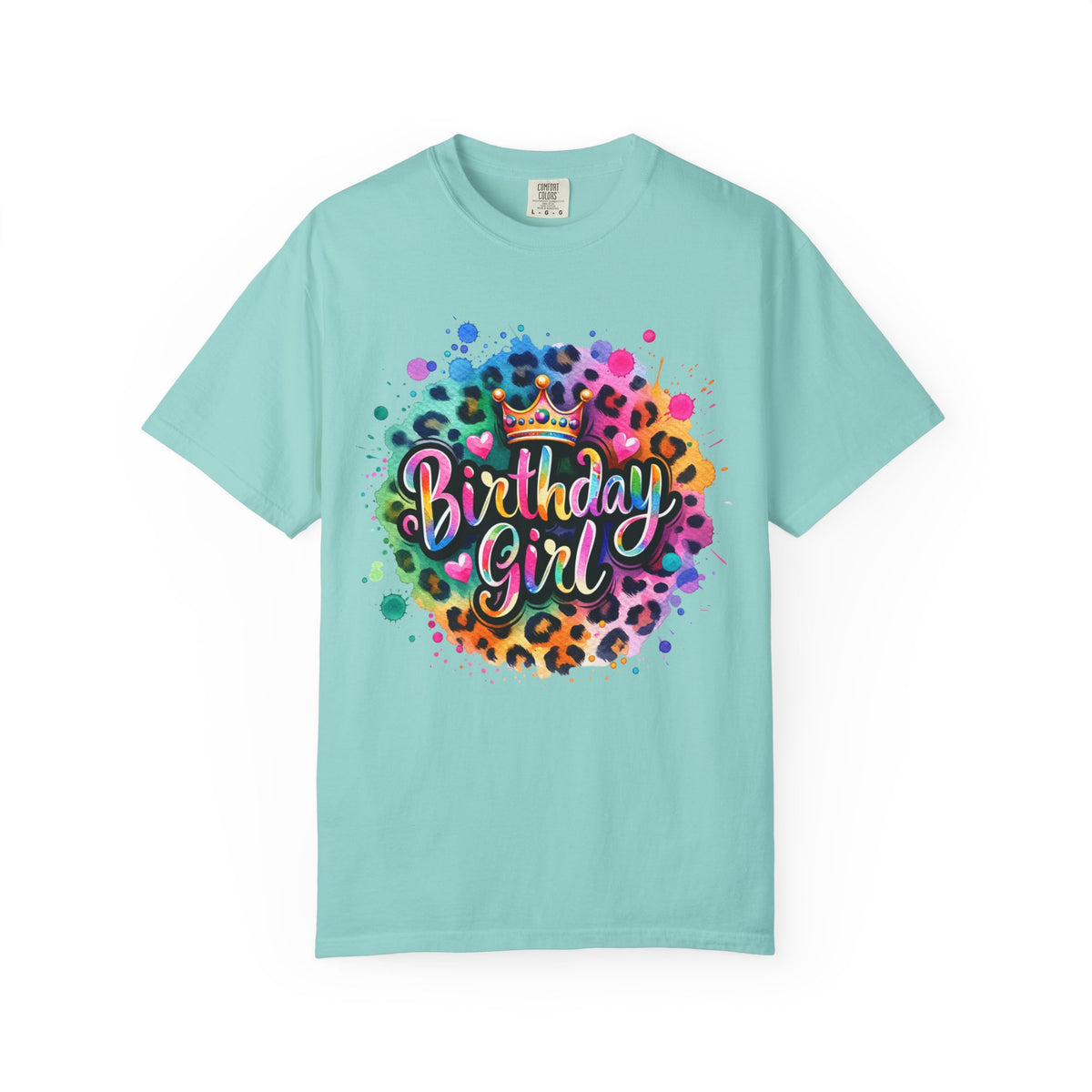 Birthday Girl, Neon Leopard - Comfort Colors | Trendy Women's T-Shirt. Direct to Garment. Printed & Shipped in the USA. Unisex Sizes.