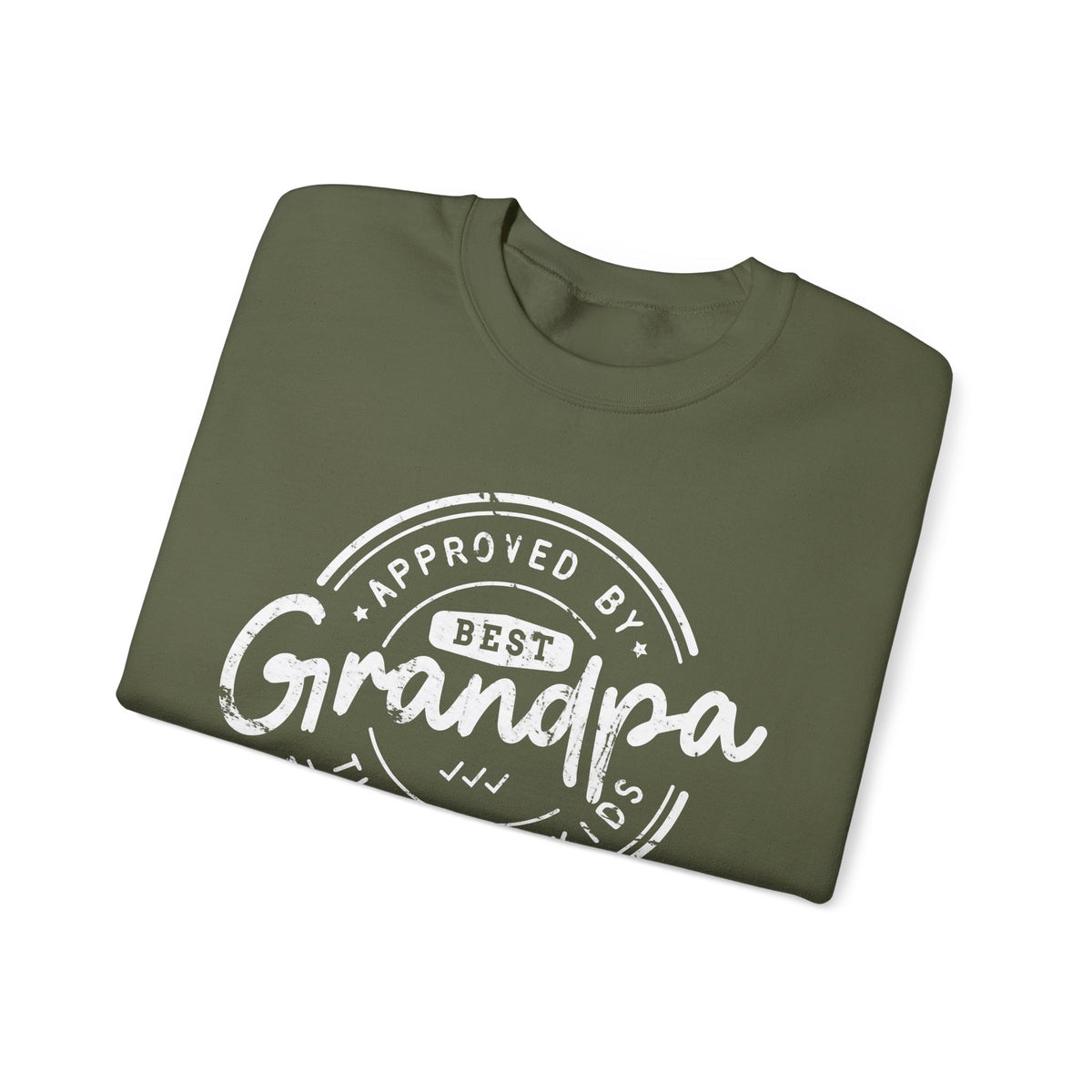 Best Grandpa, Approved by the Grandkids – Gildan Heavy Blend | Trendy Men's Soft Sweatshirt. Direct to Garment. Printed & Shipped in the USA. Unisex Sizes.