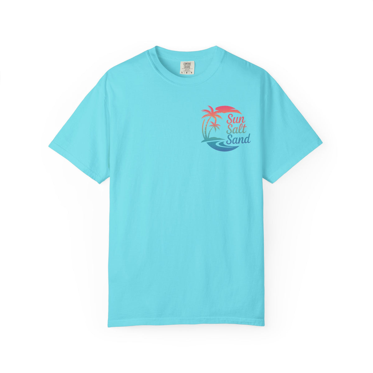 Sun Salt Sand, Beach Sunset - Front & Back Print - Comfort Colors | Trendy Women's and Men's T-Shirt. Direct to Garment. Printed & Shipped in the USA. Unisex Sizes.