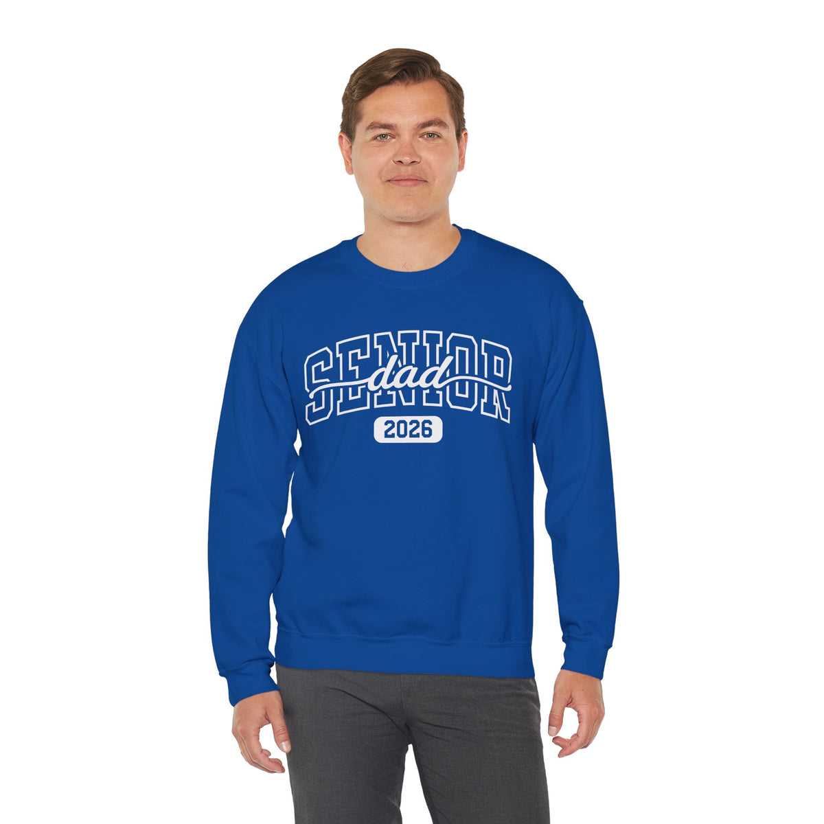 Senior Dad 2026 – Gildan Heavy Blend | Trendy Men's Soft Sweatshirt. Direct to Garment. Printed & Shipped in the USA. Unisex Sizes.