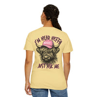 Head Heffa Highland Cow, Front & Back Print - Comfort Colors | Trendy Women's T-Shirt. Direct to Garment. Printed & Shipped in the USA. Unisex Sizes.