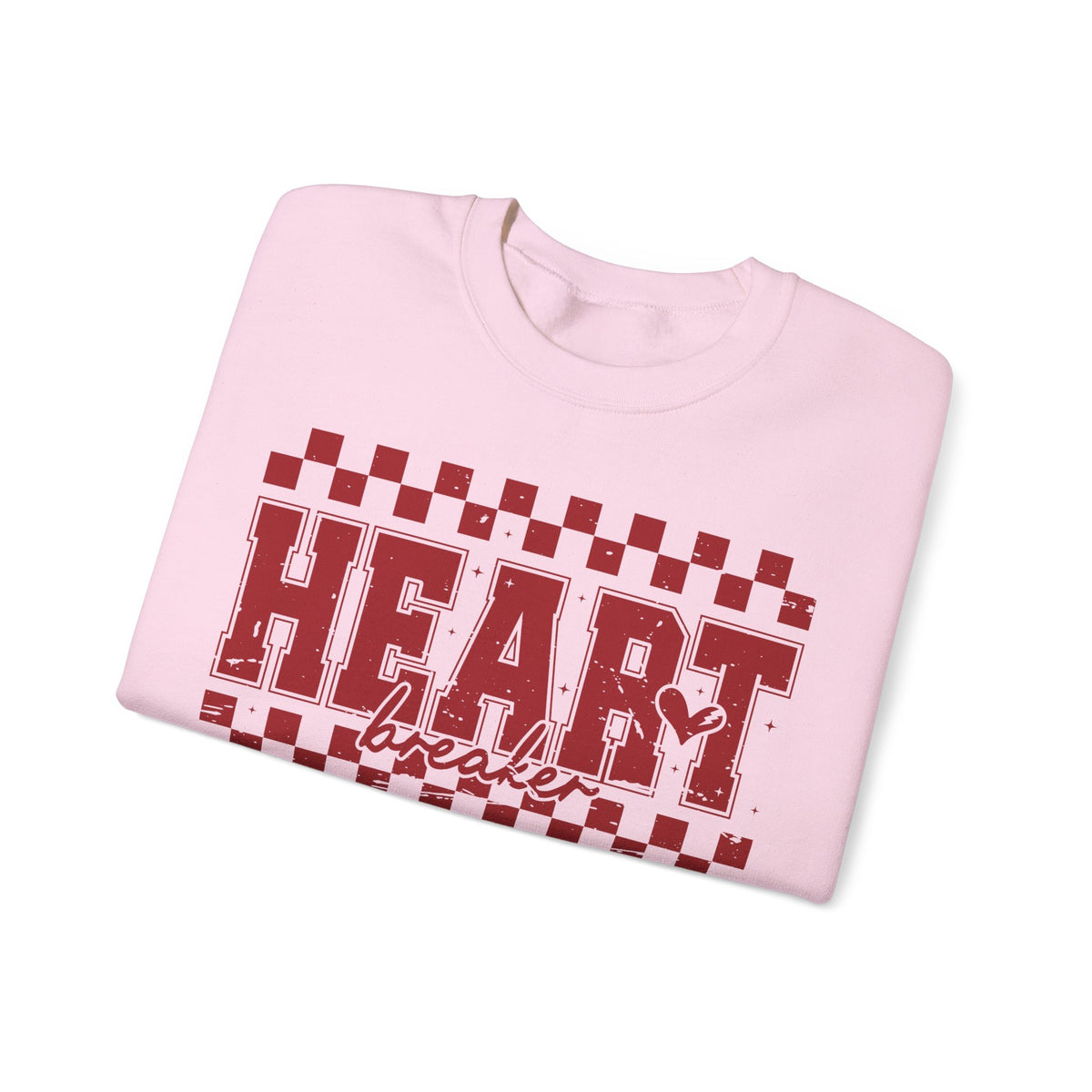 Heart Breaker, Red Checkered Distressed – Gildan Heavy Blend | Trendy Women’s Soft Sweatshirt. Direct to Garment. Printed & Shipped in the USA. Unisex Sizes.