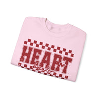 Heart Breaker, Red Checkered Distressed – Gildan Heavy Blend | Trendy Women’s Soft Sweatshirt. Direct to Garment. Printed & Shipped in the USA. Unisex Sizes.