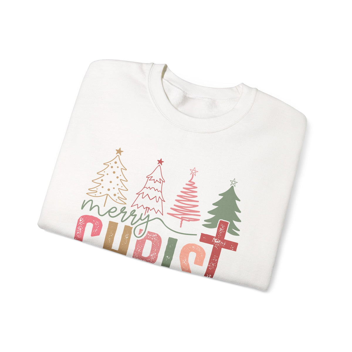 Merry ChrisTmas Christian Faith Graphic – Gildan Heavy Blend | Trendy Women’s Soft Sweatshirt. Direct to Garment. Printed & Shipped in the USA. Unisex Sizes.