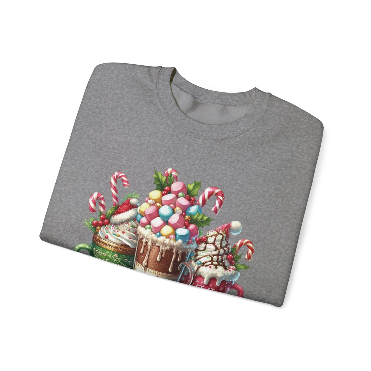 Hot Chocolate Mugs Christmas Hot Cocoa – Gildan Heavy Blend | Trendy Women’s Soft Sweatshirt. Direct to Garment. Printed & Shipped in the USA. Unisex Sizes.