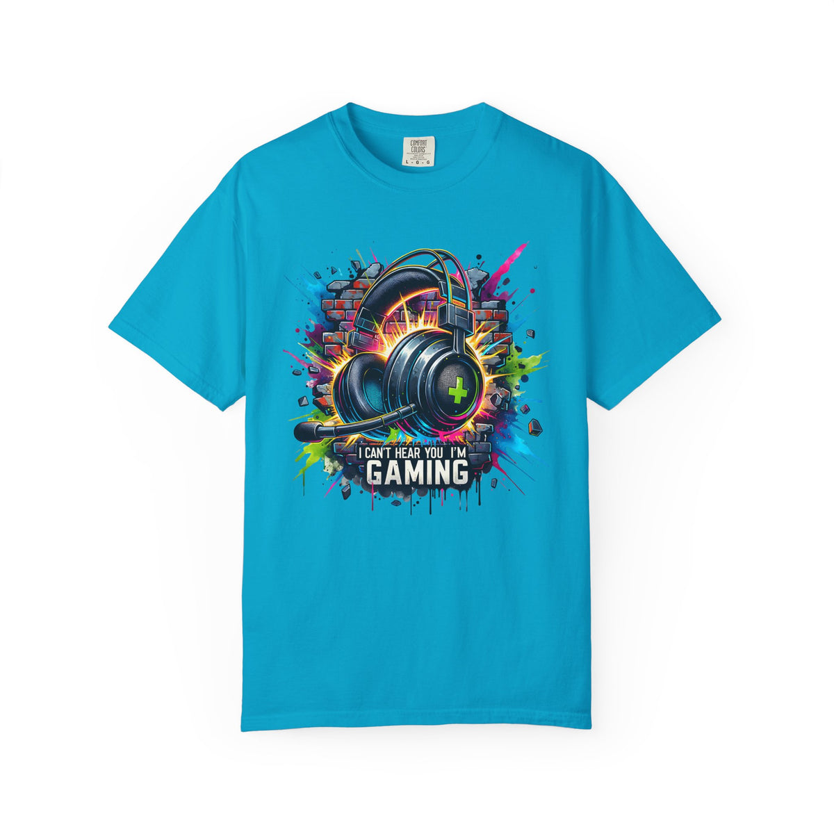 Gaming Headset I Can't Hear You, I'm Gaming - Comfort Colors | Trendy Men's And Women's T-Shirt. Direct to Garment. Printed & Shipped in the USA. Unisex Sizes.