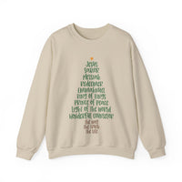 Jesus Names Christmas Tree – Gildan Heavy Blend | Trendy Women’s Soft Sweatshirt. Direct to Garment. Printed & Shipped in the USA. Unisex Sizes.