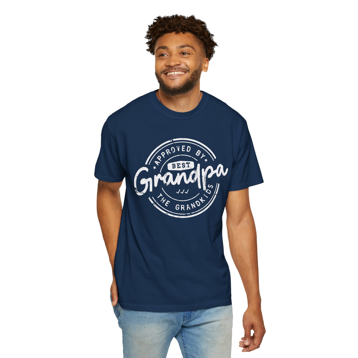Best Grandpa, Approved by the Grandkids - Comfort Colors | Trendy Men's T-Shirt. Direct to Garment. Printed & Shipped in the USA. Unisex Sizes.