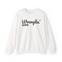 Wranglin' Kids Funny Mom Dad – Gildan Heavy Blend | Trendy Women’s and Men's Soft Sweatshirt. Direct to Garment. Printed & Shipped in the USA. Unisex Sizes.