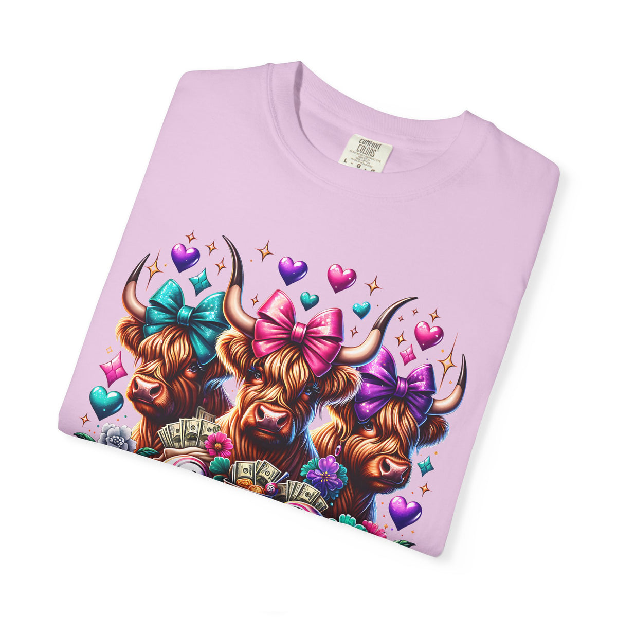 Cute Highland Cows Bingo Squad - Comfort Colors | Trendy Women's T-Shirt. Direct to Garment. Printed & Shipped in the USA. Unisex Sizes.