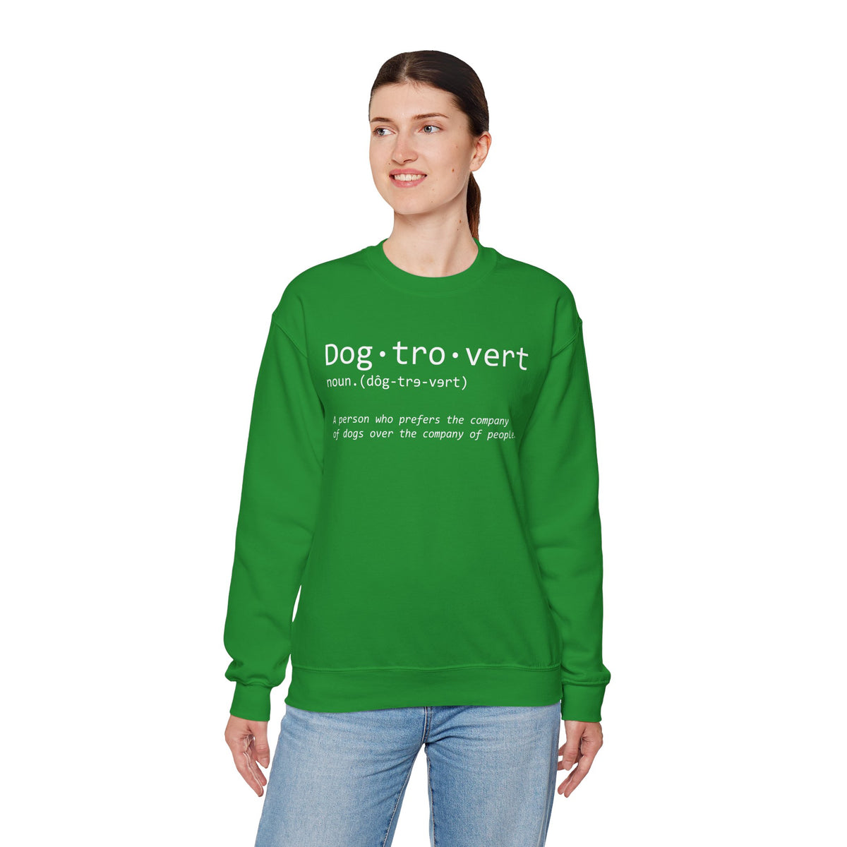 Dogtrovert Typography. Dog Lover – Gildan Heavy Blend | Trendy Men's and Women’s Soft Sweatshirt. Direct to Garment. Printed & Shipped in the USA. Unisex Sizes.