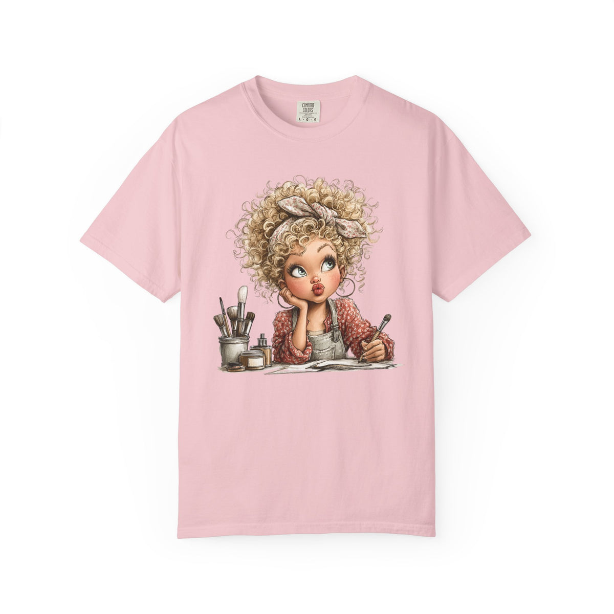 Cute Artist Curly Girl - Comfort Colors | Trendy Women's T-Shirt. Direct to Garment. Printed & Shipped in the USA. Unisex Sizes.