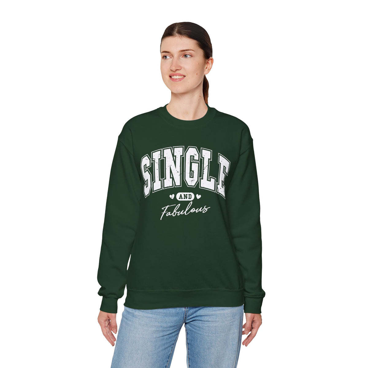 Single and Fabulous - Varsity – Gildan Heavy Blend | Trendy Women’s Soft Sweatshirt. Direct to Garment. Printed & Shipped in the USA. Unisex Sizes.