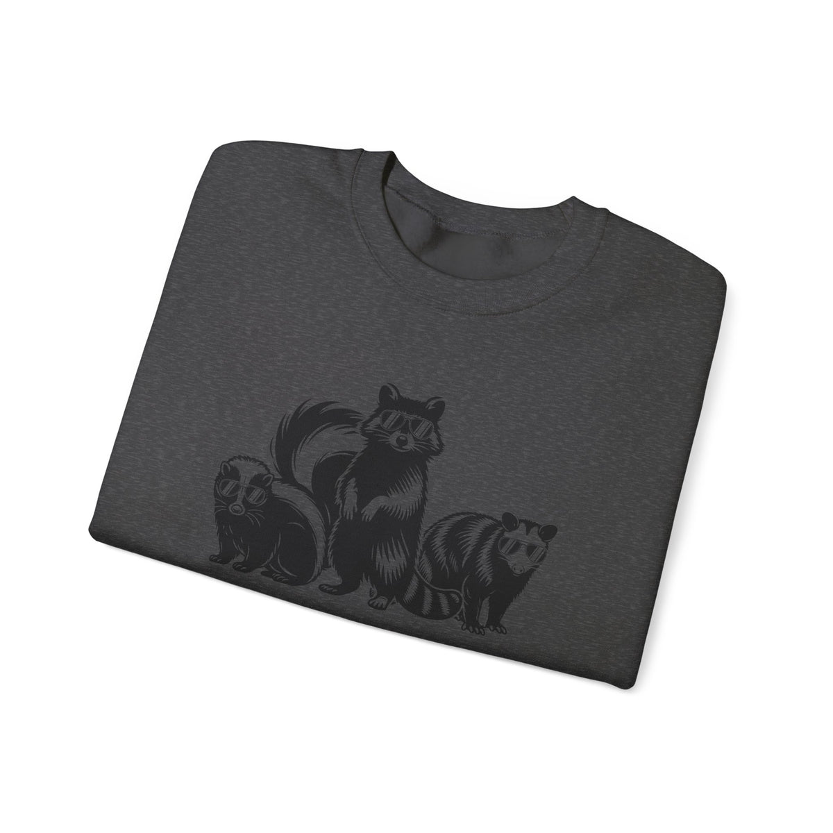 Stay Trashy, Skunk Raccoon Possum – Gildan Heavy Blend | Trendy Women’s and Men's Soft Sweatshirt. Direct to Garment. Printed & Shipped in the USA. Unisex Sizes.