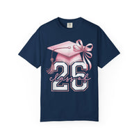 Pink Coquette, Class of 2026 Graduation Cap - Comfort Colors | Trendy Women's T-Shirt. Direct to Garment. Printed & Shipped in the USA. Unisex Sizes.