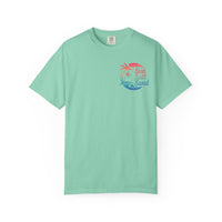 Sun Salt Sand, Beach Sunset - Front & Back Print - Comfort Colors | Trendy Women's and Men's T-Shirt. Direct to Garment. Printed & Shipped in the USA. Unisex Sizes.