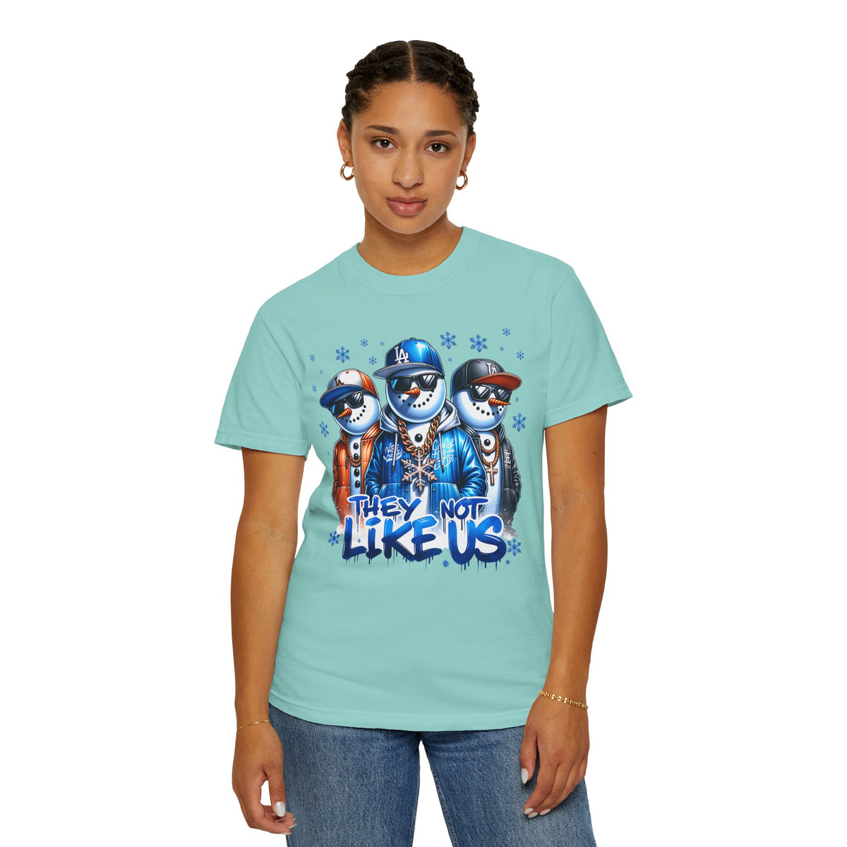 They Not Like Us Snowman - Comfort Colors | Trendy Men's and Women's T-Shirt. Direct to Garment. Printed & Shipped in the USA. Unisex Sizes.