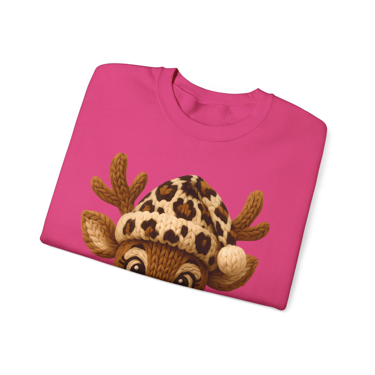 Rudolph Reindeer Leopard Santa Hat Christmas – Gildan Heavy Blend | Trendy Women’s Soft Sweatshirt. Direct to Garment. Printed & Shipped in the USA. Unisex Sizes.