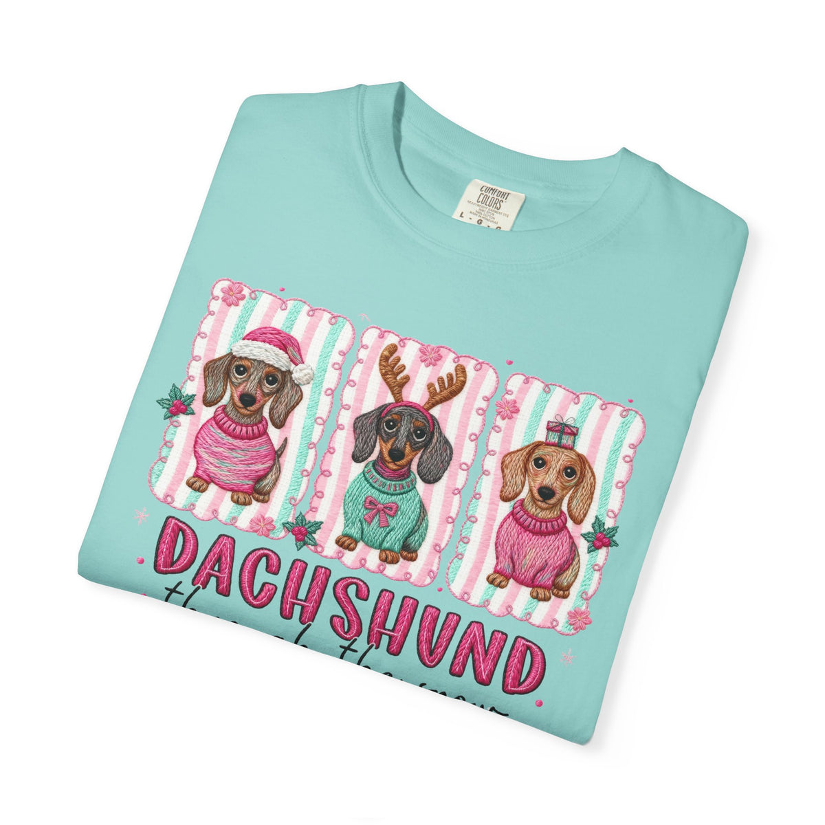 Dachshund Through the Snow - Comfort Colors | Trendy Women's T-Shirt. Direct to Garment. Printed & Shipped in the USA. Unisex Sizes.