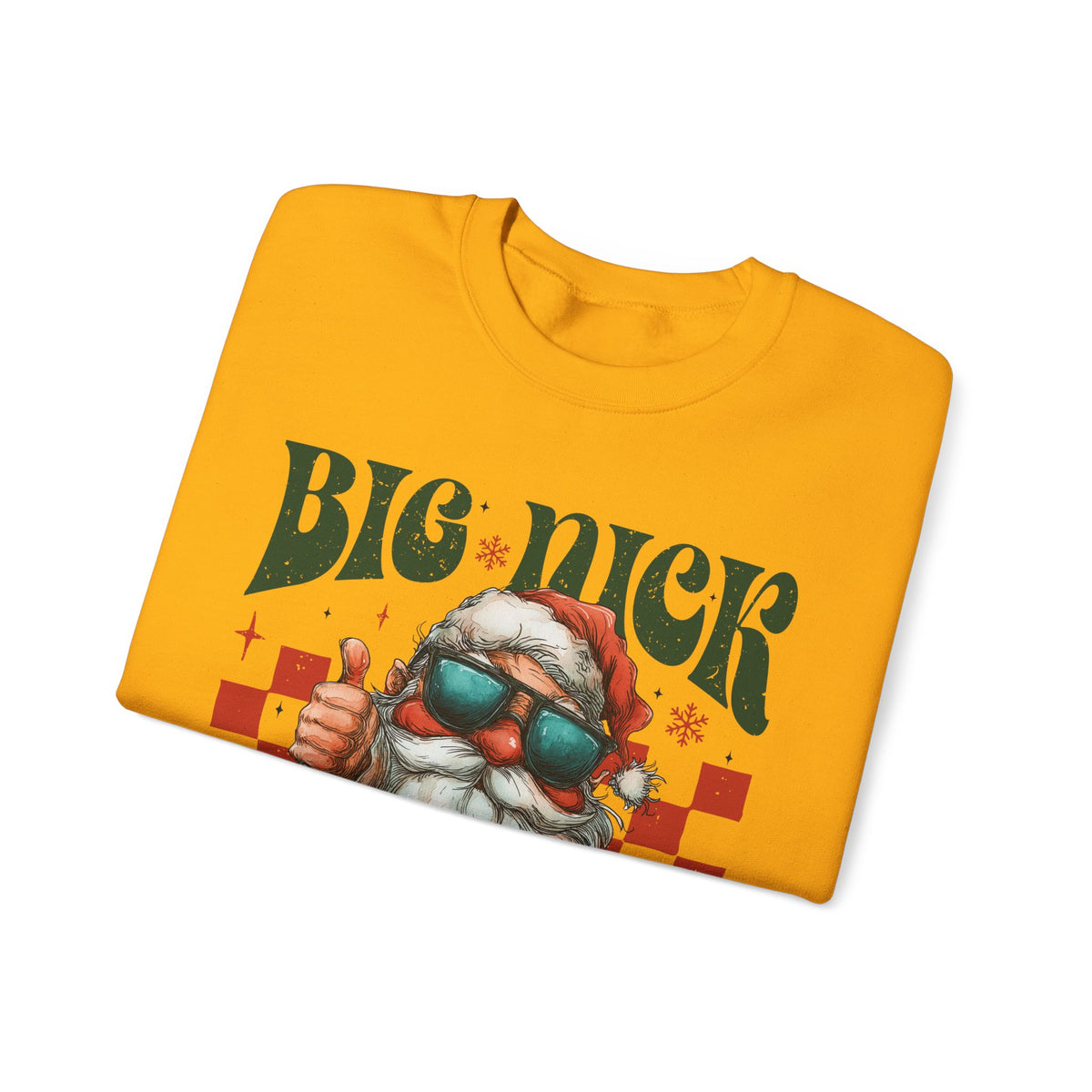 Big Nick Energy - Retro Santa Thumbs Up – Gildan Heavy Blend | Trendy Men's and Women’s Soft Sweatshirt. Direct to Garment. Printed & Shipped in the USA. Unisex Sizes.