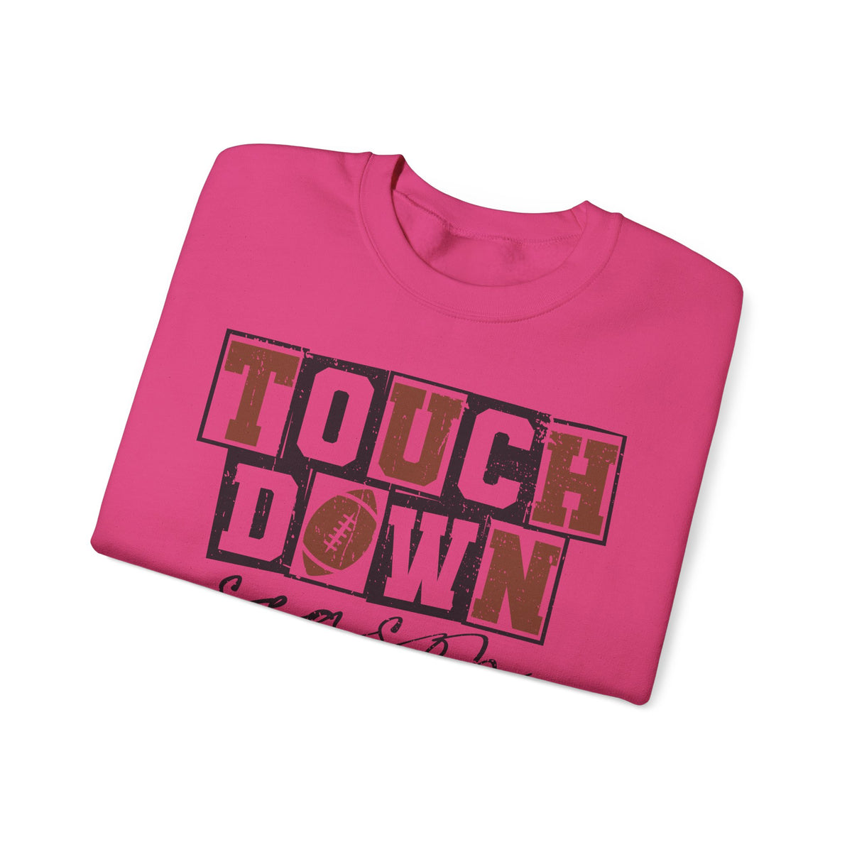 Touchdown Season - Distressed – Gildan Heavy Blend | Trendy Men's and Women’s Soft Sweatshirt. Direct to Garment. Printed & Shipped in the USA. Unisex Sizes.