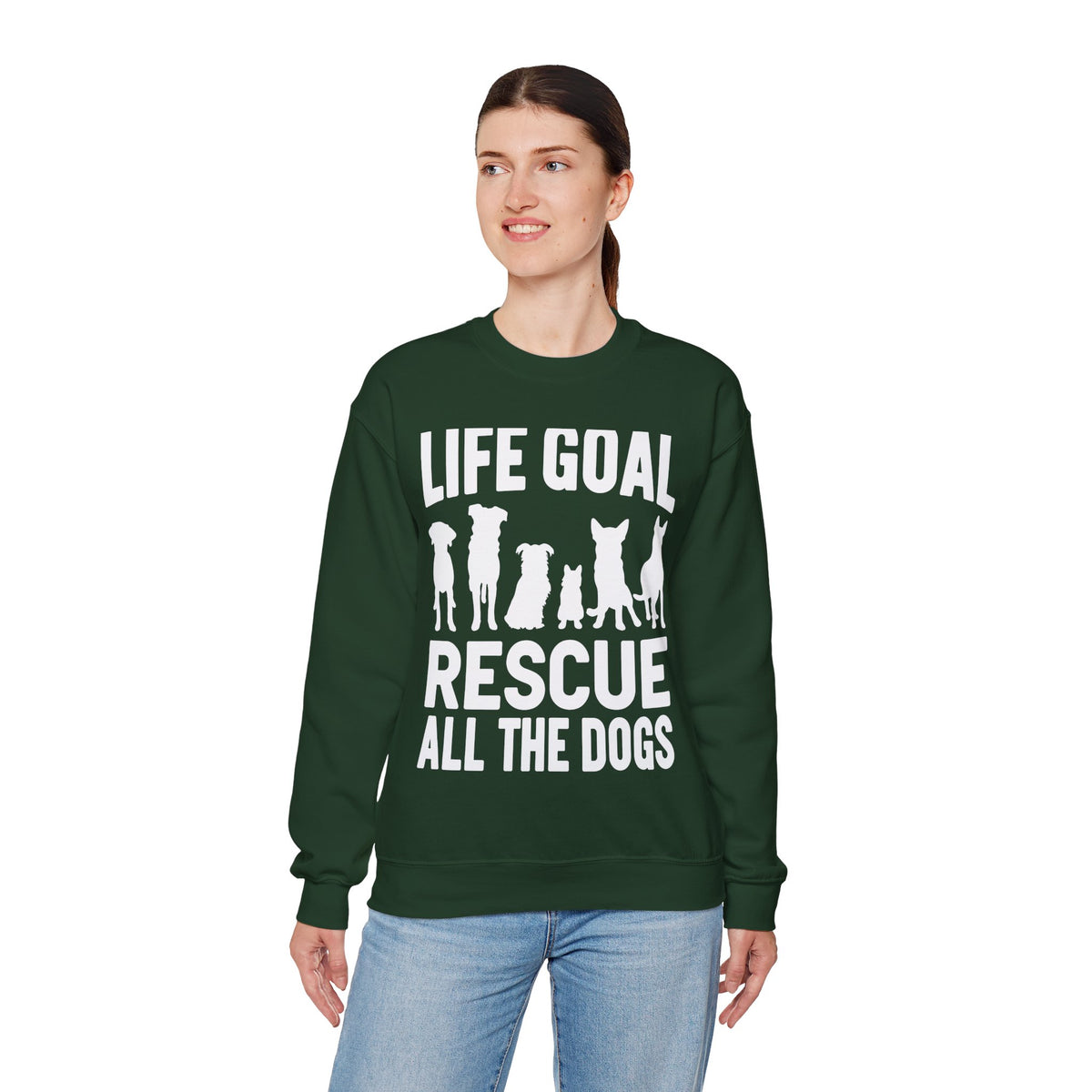 Life Goal Rescue All The Dogs – Gildan Heavy Blend | Trendy Men's and Women’s Soft Sweatshirt. Direct to Garment. Printed & Shipped in the USA. Unisex Sizes.