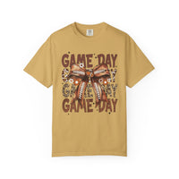Game Day - Football Bow - Comfort Colors | Trendy Women's T-Shirt. Direct to Garment. Printed & Shipped in the USA. Unisex Sizes.