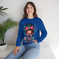 Nurse Life Messy Bun, Cute Stethoscope & Syringe – Gildan Heavy Blend | Trendy Women’s Soft Sweatshirt. Direct to Garment. Printed & Shipped in the USA. Unisex Sizes.