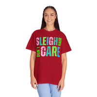 Sleigh Hair Don't Care, Funny Christmas Graphic Tee - Comfort Colors | Trendy Women's T-Shirt. Direct to Garment. Printed & Shipped in the USA. Unisex Sizes.