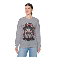 Cute Highland Cow 'Hot Mess' In Braids – Gildan Heavy Blend | Trendy Women’s Soft Sweatshirt. Direct to Garment. Printed & Shipped in the USA. Unisex Sizes.