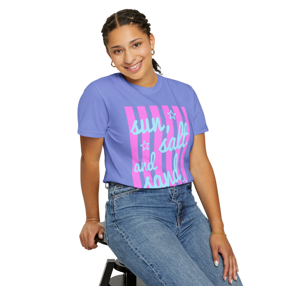 Sun, Salt and Sand - Comfort Colors | Trendy Women's T-Shirt. Direct to Garment. Printed & Shipped in the USA. Unisex Sizes.