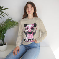 Cute But Feral, Possum in Pink Bibs – Gildan Heavy Blend | Trendy Women’s Soft Sweatshirt. Direct to Garment. Printed & Shipped in the USA. Unisex Sizes.