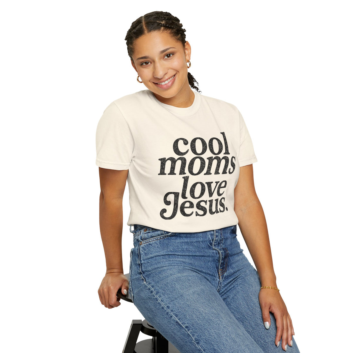 Cool Moms Love Jesus, Vintage - Comfort Colors | Trendy Women's T-Shirt. Direct to Garment. Printed & Shipped in the USA. Unisex Sizes.