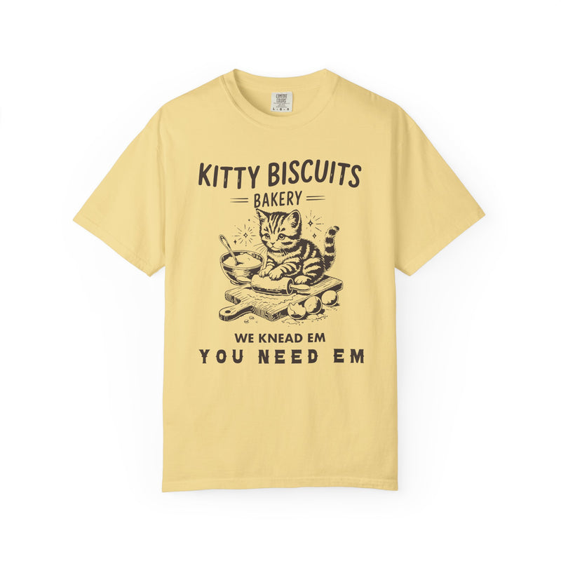 Kitty Biscuits Bakery - Comfort Colors | Trendy Women's and Men's T-Shirt. Direct to Garment. Printed & Shipped in the USA. Unisex Sizes.