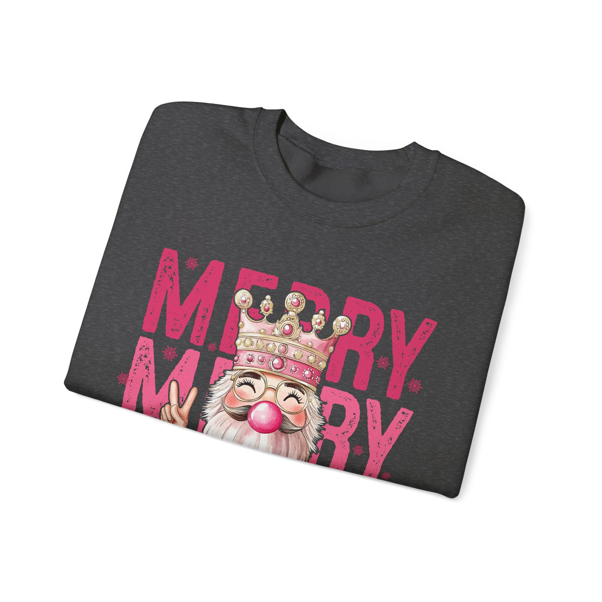Merry Christmas - Cute Pink Bubblegum Nutcracker – Gildan Heavy Blend | Trendy Women’s Soft Sweatshirt. Direct to Garment. Printed & Shipped in the USA. Unisex Sizes.