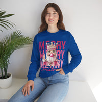 Merry Christmas - Cute Pink Bubblegum Nutcracker – Gildan Heavy Blend | Trendy Women’s Soft Sweatshirt. Direct to Garment. Printed & Shipped in the USA. Unisex Sizes.
