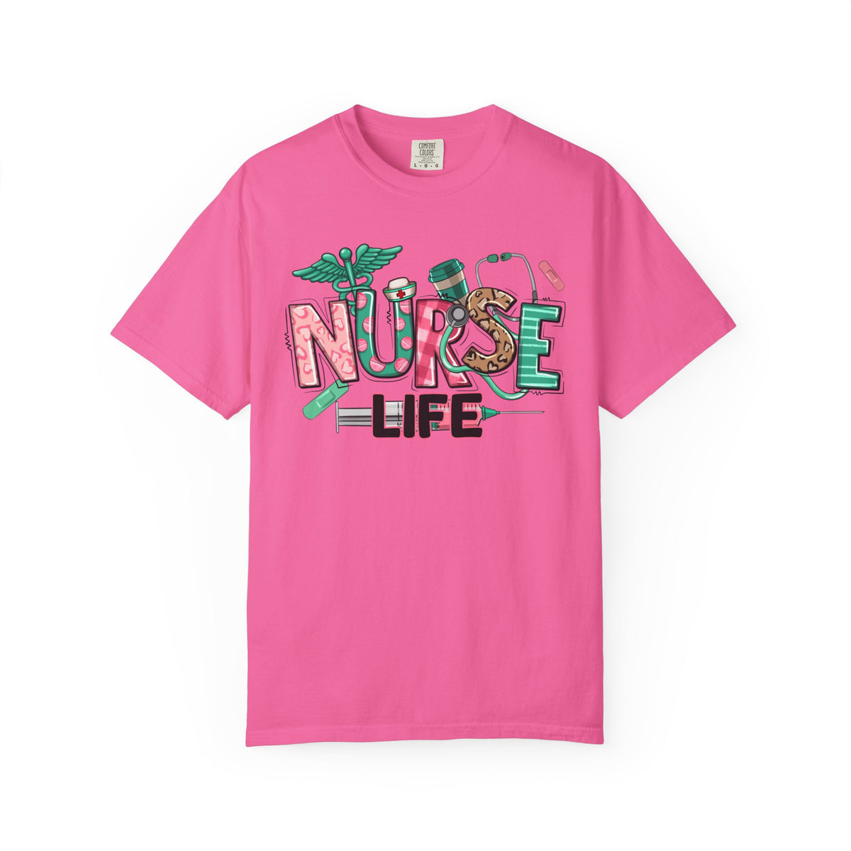 Nurse Life Cute Preppy Healthcare - Comfort Colors | Trendy Women's T-Shirt. Direct to Garment. Printed & Shipped in the USA. Unisex Sizes.