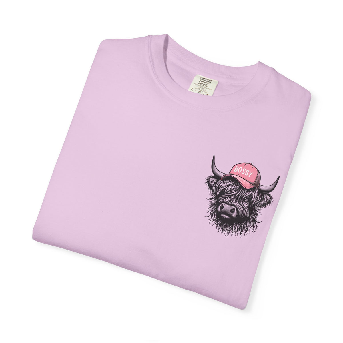 Head Heffa Highland Cow, Front & Back Print - Comfort Colors | Trendy Women's T-Shirt. Direct to Garment. Printed & Shipped in the USA. Unisex Sizes.