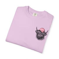 Head Heffa Highland Cow, Front & Back Print - Comfort Colors | Trendy Women's T-Shirt. Direct to Garment. Printed & Shipped in the USA. Unisex Sizes.