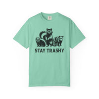 Stay Trashy, Skunk Raccoon Possum - Comfort Colors | Trendy Women's and Men's T-Shirt. Direct to Garment. Printed & Shipped in the USA. Unisex Sizes.