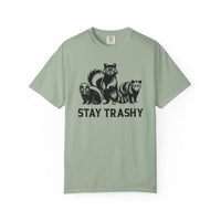 Stay Trashy, Skunk Raccoon Possum - Comfort Colors | Trendy Women's and Men's T-Shirt. Direct to Garment. Printed & Shipped in the USA. Unisex Sizes.