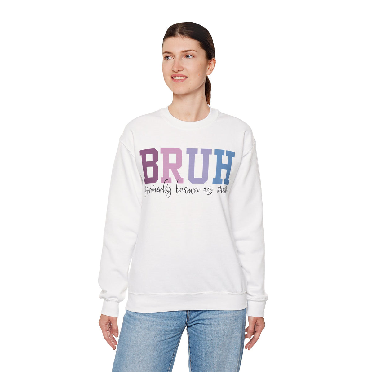 BRUH Formerly Known As Mom – Gildan Heavy Blend | Trendy Women’s Soft Sweatshirt. Direct to Garment. Printed & Shipped in the USA. Unisex Sizes.